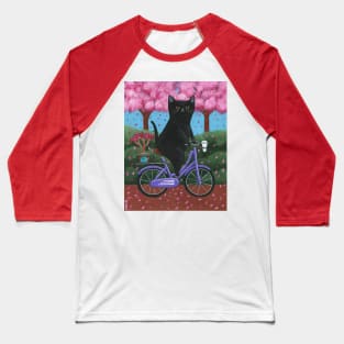 Black Cat Earth Day Bicycle Ride Baseball T-Shirt